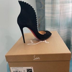 Black Velour open toed Christian Louboutin